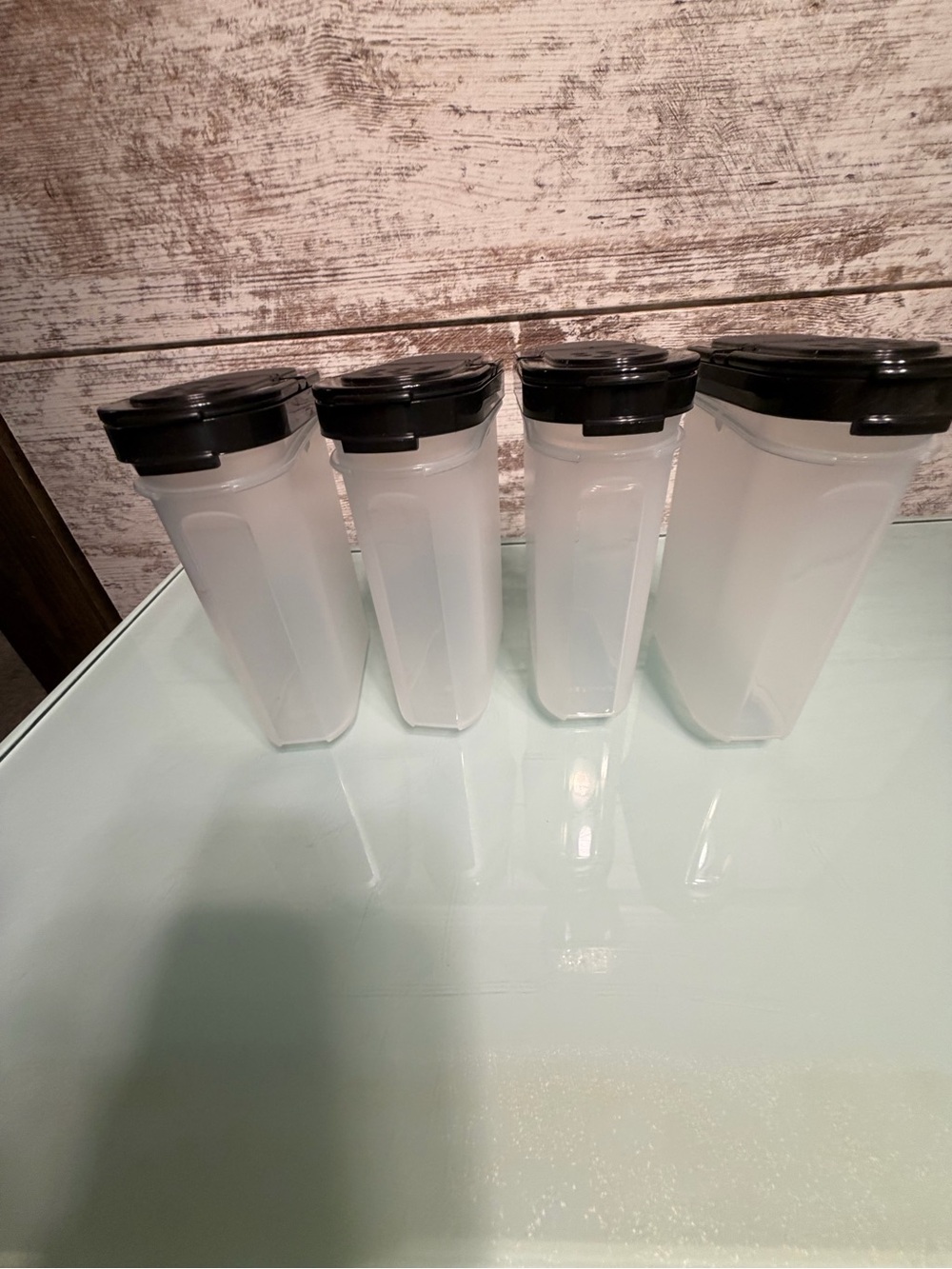 Black Lid White Storage Canisters - Set of 4
